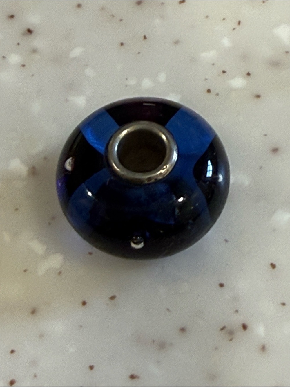 Trollbeads Deep Blue Glass Bead with Sterling Silver Core